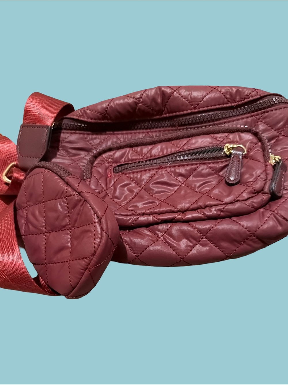 Quilted Burgundy Crossbody Belt Bag - Women's